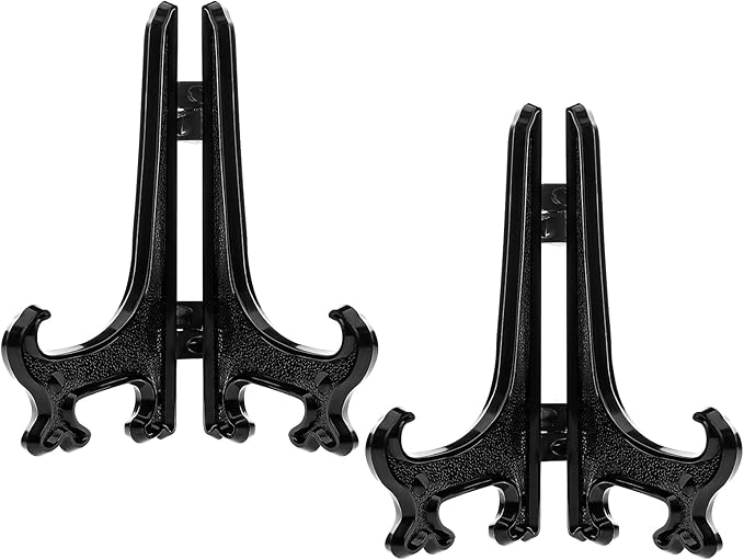 2pcs Black Acrylic Easel Stands 3 Inch Small Display Holders for Table Numbers Photos Cards Mini Decor Office Desk Shelf Decor Dark Plate Stand