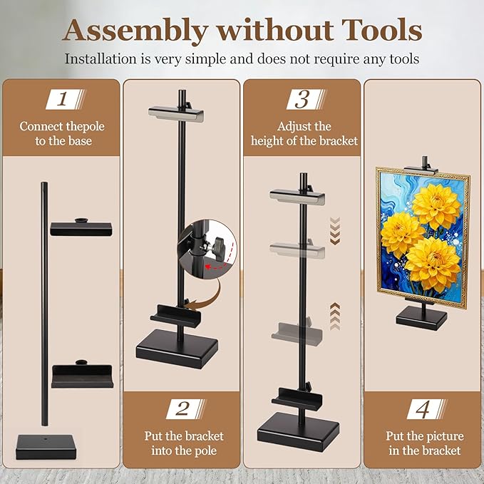 1pcs Adjustable Tabletop Easel Stand for Picture Frames, Picture Easels for Display, Gold Easel, Picture Frame Stand, Adjustable Art Easel.(18inch,Black)