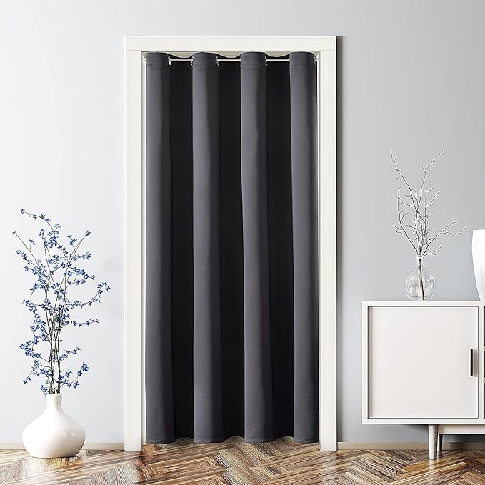 ChrisDowa Grommet Blackout Curtains for Bedroom - Thermal Insulated Room Darkening Curtains for Living Room (1 Panel Set, Dark Grey,52W x 84L)