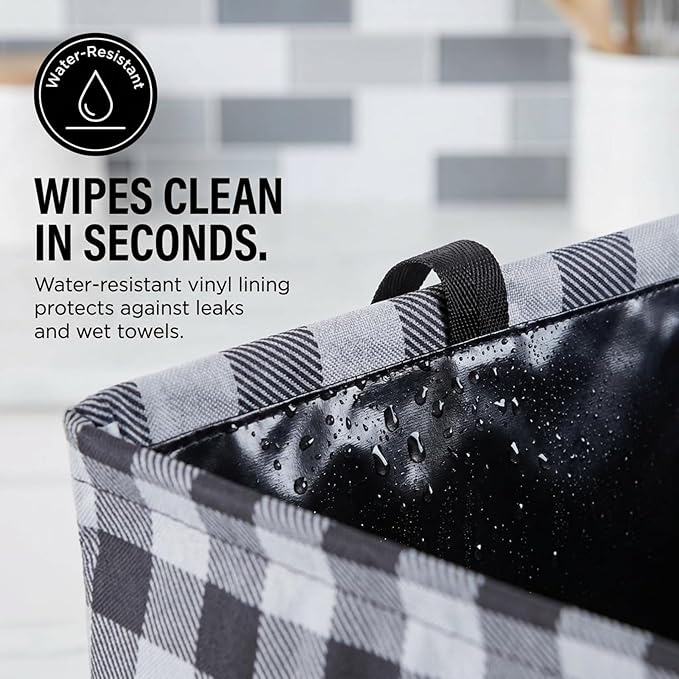 Household Essentials Black and White Plaid Krush Container All-Purpose Utility Tote