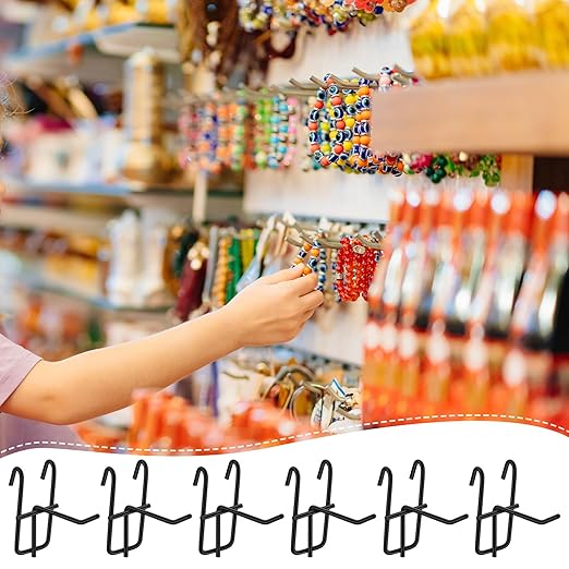 Moxweyeni 2 Inch Grid Wall Hooks 25 Pcs Gridwall Panel Hooks Store Garage Wall Mount Organizers Storage Grid Display Hangers for Retail, Craft Show, Home Setup, Customized Display(Black)
