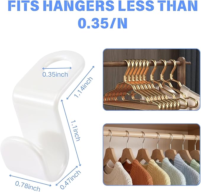 100 Pcs Hanger Hooks Space Saver, Heavy Duty Hanger Connector Hooks, Cascading Hanger Extender for Closet Storage Organization, White Hanger Extender Hooks for Clothes Coats Pants