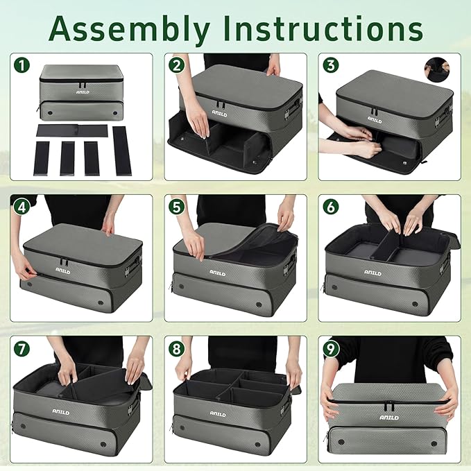 ANILD Golf Trunk Organizer, 2 Layer Golf Storage Case with Separate Ventilated Compartment for 2 Pair Shoes, for Balls, Tees, Clothes, Gloves, Accessories, Golfer Gifts
