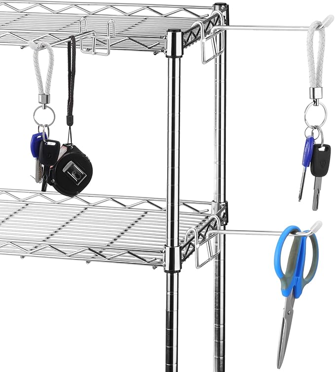 MorningRo 12 Pcs Silver Accessory Hooks for Wire Shelving with Rubber Cover Heavy Duty Metal Hooks for Hanging Kitchen Utensils Wire Shelf Accessories Room Organization