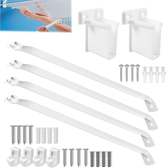4PCS 12 Inch Wire Shelf Brackets, Heavy Duty Wire Shelving Support Brackets, Closet Rack Support with End Brackets & Clips, Closet Wire Shelf Support Brackets for Laundry, Closet, Garage
