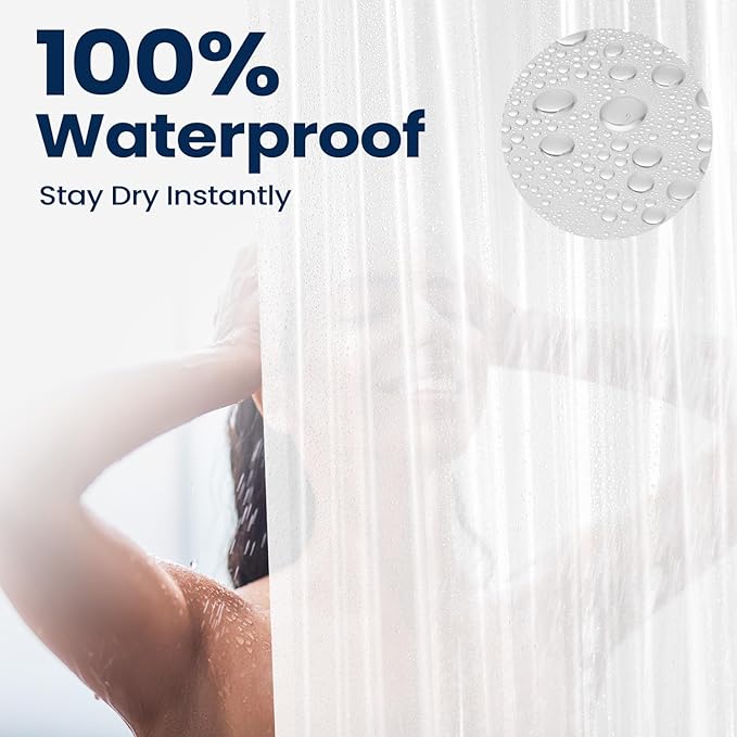 downluxe Shower Curtain Liner, PEVA Plastic Shower Liner with 3 Magnets, 72" x 72" Waterproof Bathroom Curtain, EVA Frosted, 1 Pack