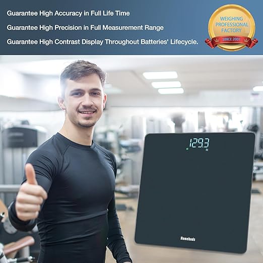 Homebuds Bathroom Scale for Body Weight, Precision 0.1lb by Our Professional Scale Factory Since 2001, Digital Weight Scale LED Display and Step-On, 3*AAA Batteries Included, 400lb/182kg, Blue