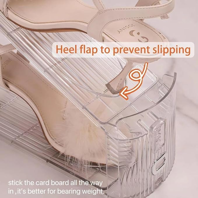 Shoe Stacker Shoe Rack Organizer for Closet Space Saver Storage Shoe Holder Organization (Transparent, 6 pack)