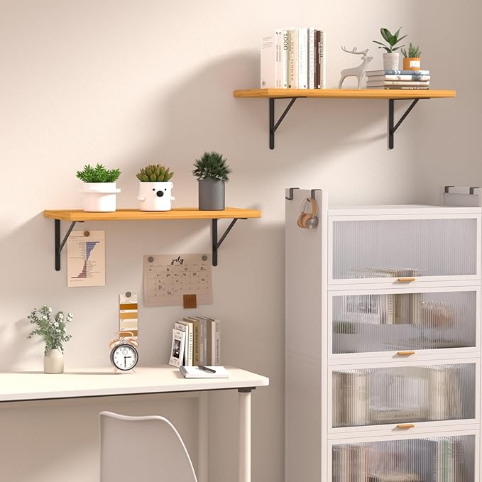 32 Pack L14 x H 10" Black Heavy Duty Shelf Brackets with Screws Metal Shelf Brackets Shelf Support Angle Brackets for Shelves L Brackets Heavy Duty Floating Shelf