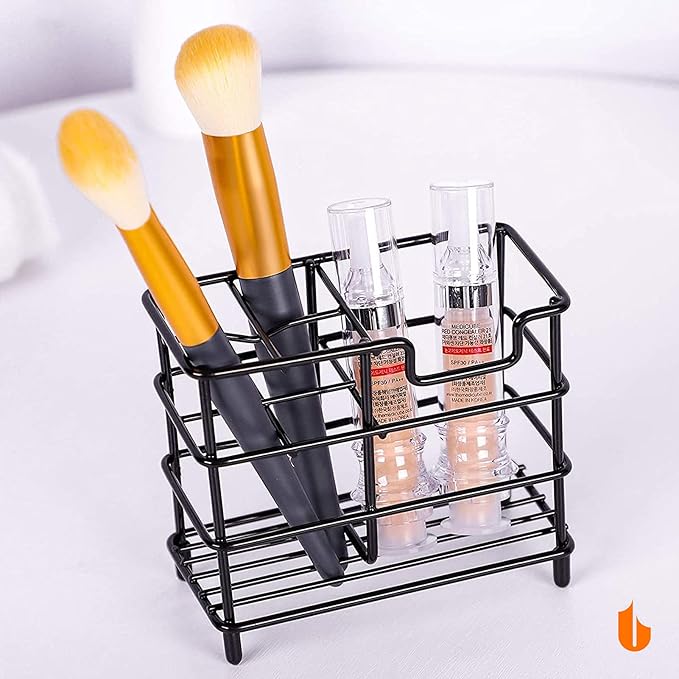 Urbanstrive 304 Stainless Steel Bathroom Toothbrush Holder Toothpaste Holder Stand Bathroom Accessories Organizer (Silver, Large)