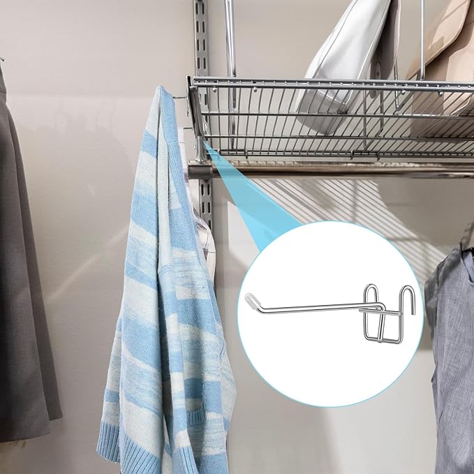 MorningRo 8 Pcs Accessory Hooks for Wire Shelving with Rubber Cover Heavy Duty Metal Hooks for Hanging Kitchen Utensils Wire Shelf Accessories Room Organization (Silver)