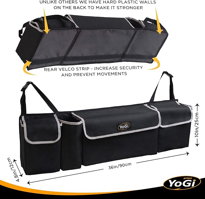 Trunk Organizer for Suv | Hanging Trunk Organizer, Cars Trunk Organizers | Waterproof, 4 Pocket Backseat Storage Solution | Easy Install, Durable and Versatile
