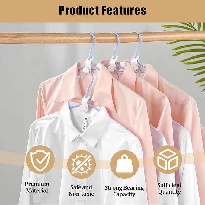 100 Pcs Hanger Connector Hooks,Space Saving Hangers for Clothes,Clothes Connector Hooks, Hanger Organizer Space Saver,Hanger Extender Hooks