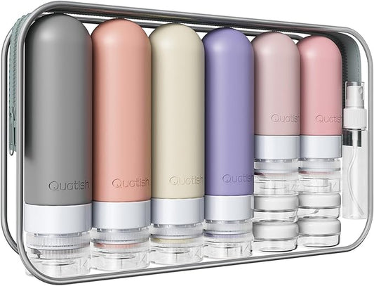 20 Pack Travel Bottles for Toiletries, Original Patented, TSA Approved Travel Size Containers, Leak Proof Silicone Shampoo and Conditioner Bottles Women & Men, Airplane Cruise Essentials, DustyPink