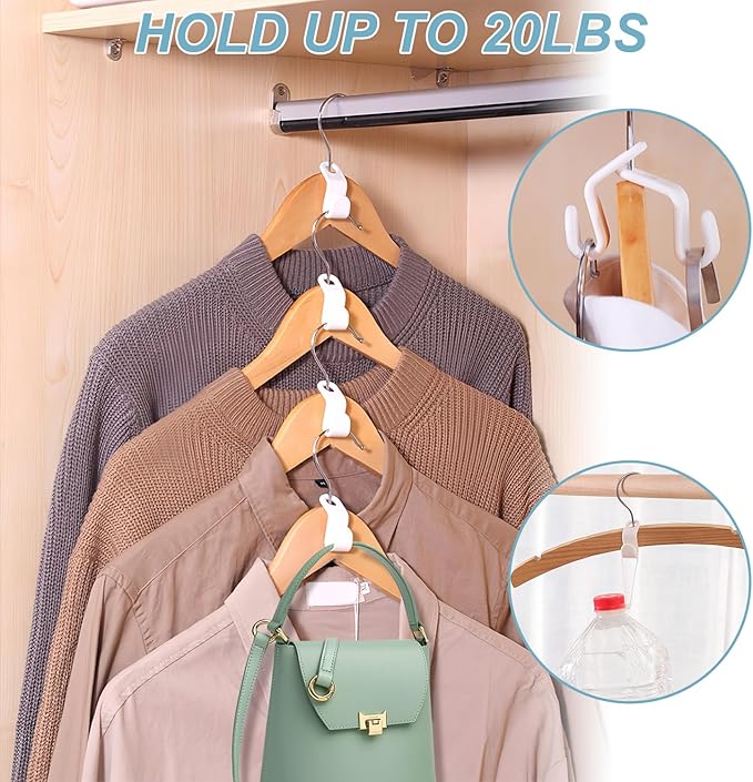 100 PCS Space Saving Hanger - Space Saver Clothes Hanger Connector with Stacking Hooks and Heavy Duty Cascading Connection