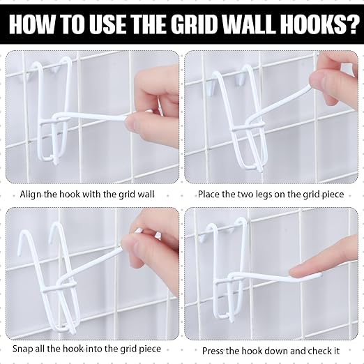 Moxweyeni 6 Inch Grid Wall Hooks 25 Pcs Gridwall Panel Hooks Store Garage Wall Mount Organizers Storage Grid Display Hangers for Retail, Craft Show, Home Setup, Customized Display(White)