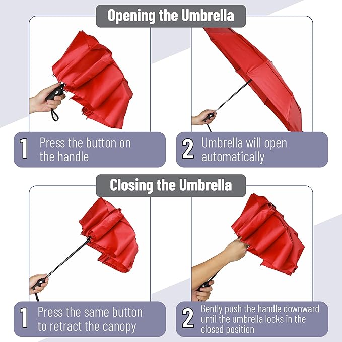 Mr. Pen- Windproof Travel Umbrella, Small Water-Resistant Automatic Folding Umbrella for Rain and Sun, Light, Compact and Portable for Women & Men, Fits Car & Backpack