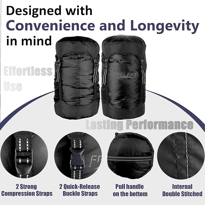 Frelaxy Compression Sack, 40% More Storage! 11L/18L/30L/45L/52L Compression Stuff Sack, Water-Resistant & Ultralight Sleeping Bag Stuff Sack - Space Saving Gear for Camping, Hiking