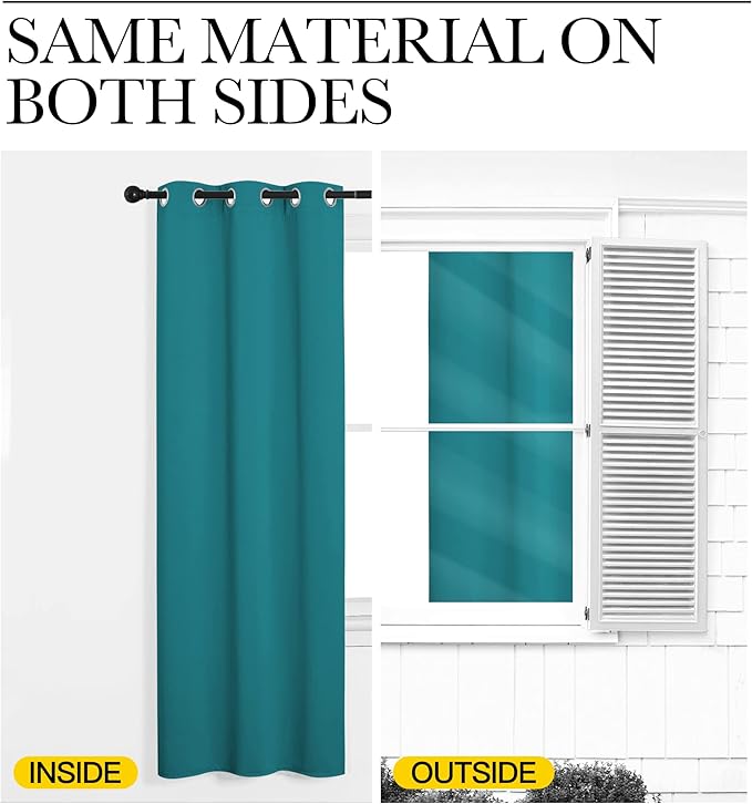 NICETOWN Peacock Blue Blackout Curtain 118 inch Long, W55 x L118, 1 Panel, Thermal Insulated Window Treatment with Grommet Room Darkening Thermal Insulated Panel for Bedroom/Living Room