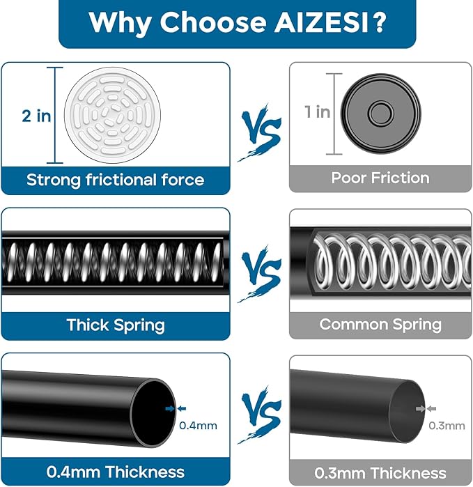 AIZESI Black Tension Curtain Rod 32-64 Inch Spring Loaded Curtain Rods No Drilling Spring Tension Rod Adjustable Curtain Rods for Window Doorway Bathroom Kitchen Closet, 7/8" Diameter