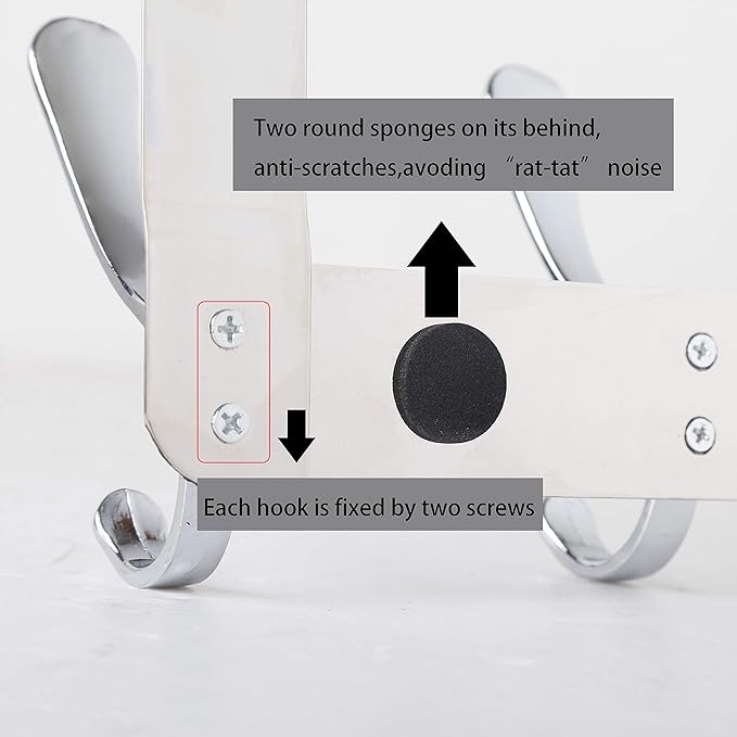 WEBI Over The Door Hook 5 Coat Hooks,Over The Door Towel Rack,Door Hanger Over Door Coat Rack for Hanging Towels,Clothes,Bathroom,Chrome