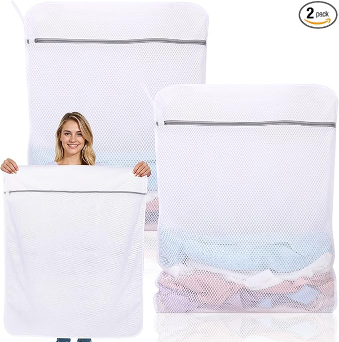 Dntorx 2 Pack XXX-Large Mesh Laundry Bags for Delicates, 35 x 43 Inches Reusable Laundry Bag Durable Wash Bags for Washing Machine for College, Family, Travel, Storage