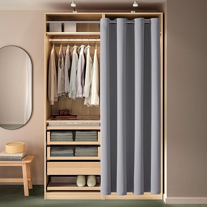 ChrisDowa Blackout Curtains 70 inches Wide for Bedroom - Extra Wide Grommet Thermal Insulated Room Darkening Curtains for Living Room (1 Panel, Light Grey, 70 x 63 Inch)
