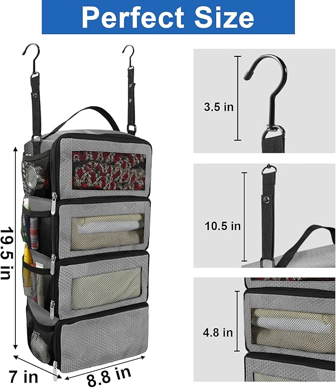 Olosar Suitcase Organizer, Travel Luggage Organizer Portable Hanging Travel Shelves Collapsible Hanging Packing Cubes for Carry on Suitcase