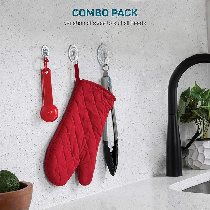 SEWANTA All-Purpose Suction Cup Hooks [20PK Combo Set] Powerful Window Suction Cups with Hooks Use to Hang On Glass, Windows, Doors, Mirrors, Tiles. Set Includes: 4 Large, 8 Medium, 8 Small