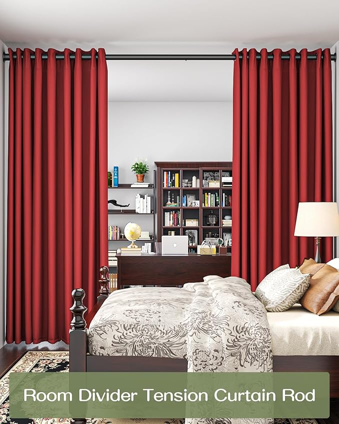 ALLZONE Tension Curtain Rod for Window, 2 Pack 83-123 Inches, Heavy Duty Curtain Rods No Drilling, Non-Slip Bathroom Shower Tension Rod, Renter Friendly, Adjustable, Spring Loaded, Extra Long, Black