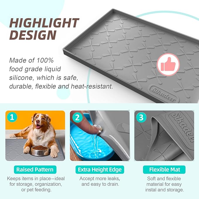 SIKADEER 34" x 19" Under Sink Mat Waterproof , Silicone Mat Kitchen Drawer Shelf and Cabinet Liner, Sink Protector for Bathroom Organizers and Storage, Boot Tray Pet Food Mats