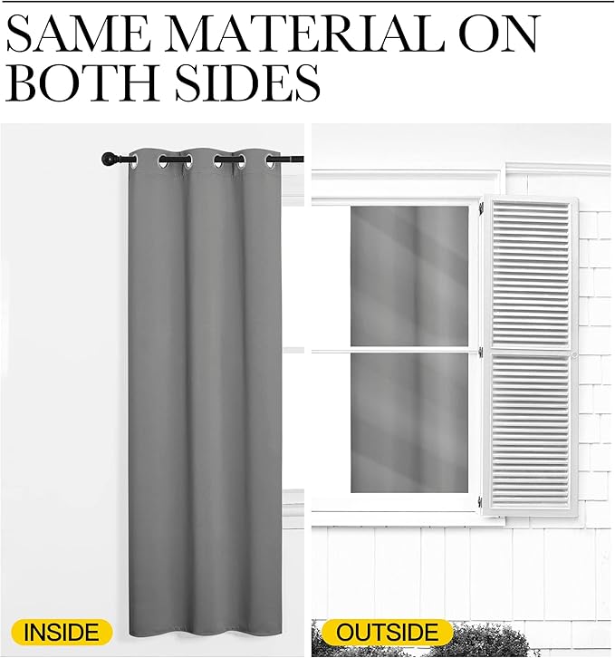 NICETOWN Blackout Curtain Blind for Bedroom, Single Panel, W42 x L54 inches, Silver Grey, Thermal Insulated Grommet Blackout Room Darkening Drape/Drapery