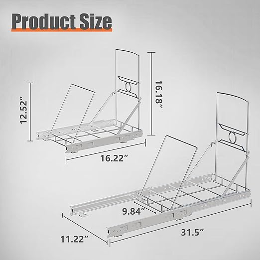 Stainless Steel Slide-Out Trash Bin Rack, Enhanced Heavy-Duty Cabinet Pull-Out System for 7–11 Gallon Cans, Silver (Bin Not Included)