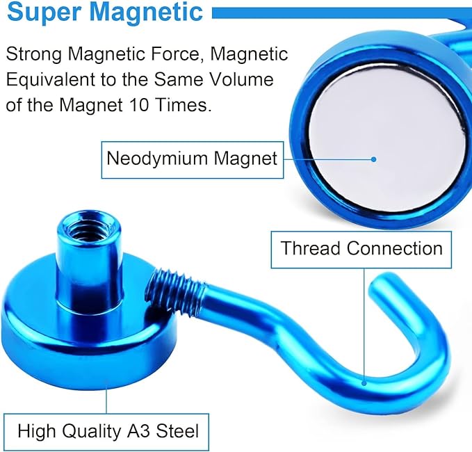 DIYMAG Magnetic Hooks, 30Lbs Strong Heavy Duty Cruise Magnet S-Hooks for Classroom, Fridge, Hanging, Cabins, Grill, Kitchen, Garage, Workplace and Office Etc, (20 Pack-Blue)