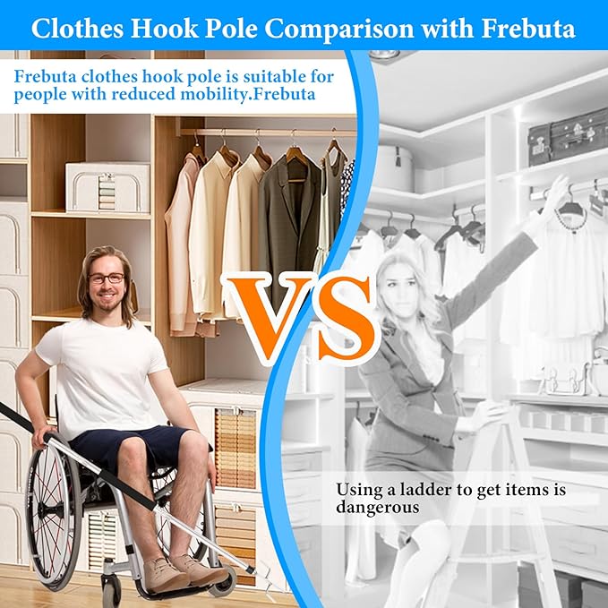 Clothes Hook Pole Heavy Duty,32 to 80In Retail Clothing Hook Pole Long Handle with 2 Hooks Hanging Birdfeeder Frosted Tube Extension Pole to Reach High Hangers for Turck (Silvery 80in)