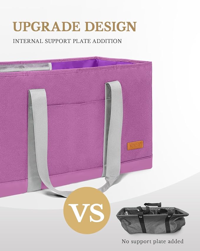 WONDAY Extra Large Utility Tote Bag - Standing Reusable Grocery Bag with Handle, Collapsible Storage for Shopping, Beach