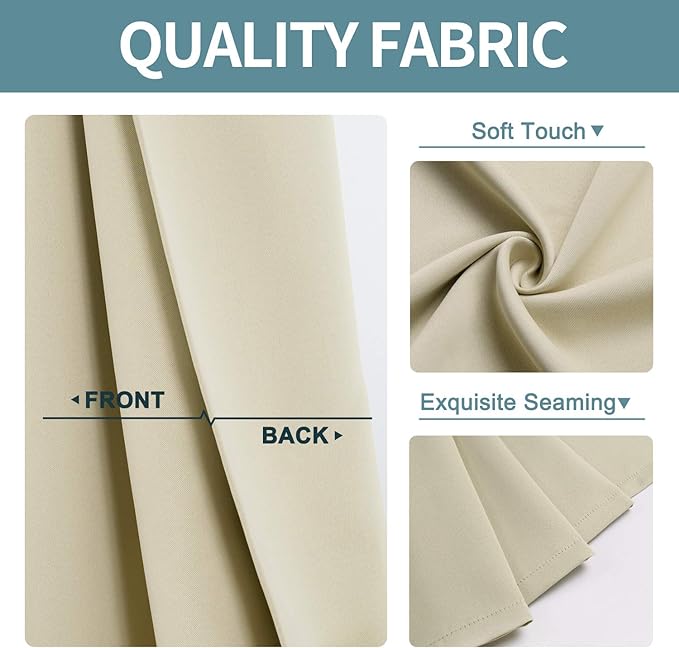 ChrisDowa Grommet Blackout Curtains for Bedroom - Thermal Insulated Room Darkening Curtains for Living Room (1 Panel Set, Beige,52W x 72L)