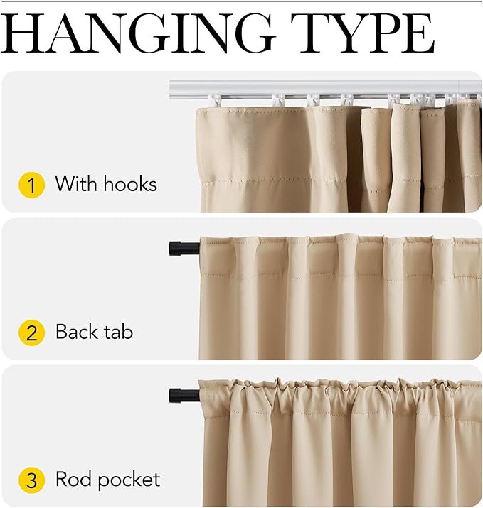 NICETOWN Doorway Curtain & Track Set, Privacy Room Darkning French Door Curtain with Smooth Track for Closet/Bay, Thermal Insulated Drape for Office/Bedrrom, W 34 x L 80 in, Biscotti Beige, 1 Panel
