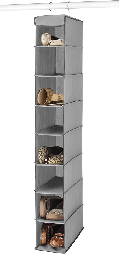 Whitmor 8 Section Hanging Shoe Organizer | Grey | For Closet | No Floor Space Required | Pack of 6