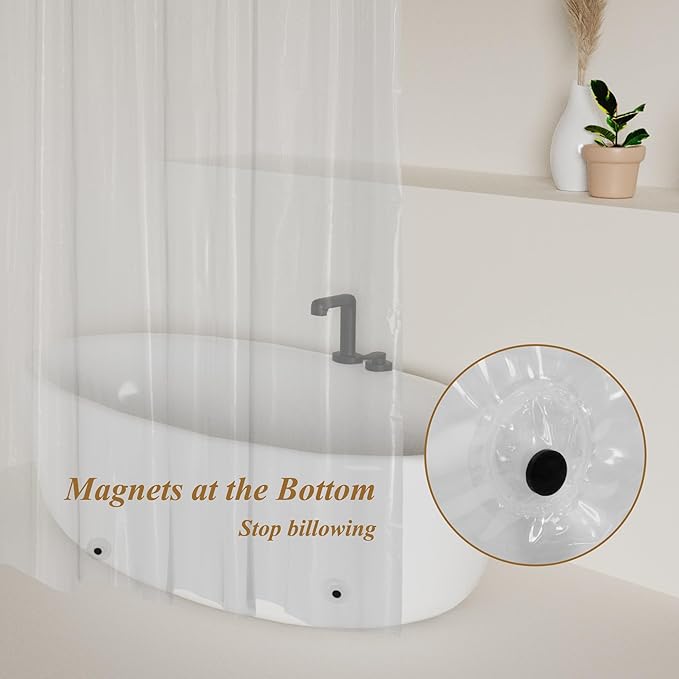 Mrs Awesome Clear Shower Curtain Liner Medium Weight - Shower Curtain Plastic with 3 Magnets for Bathroom, 71x72