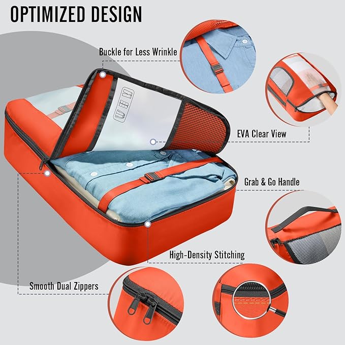 Veken 10 Set Packing Cubes for Travel Essential, Suitcase Organizer Bags in 4 Sizes, Carry-On Luggage Accessories with Large Laundry & Shoes Bag, Must-Have for Airplane, Road Trip & Camping