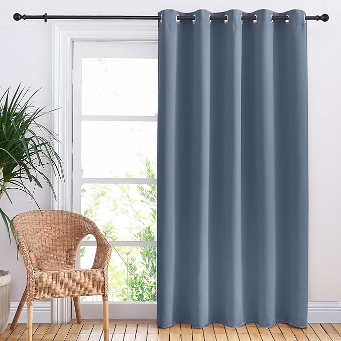 NICETOWN Stone Blue Bedroom Blackout Curtain Panel, Privacy Window Thermal Insulated Blackout Drape/Drapery for Loft, Guestroom (1 Panel, 70 x 84 inch)