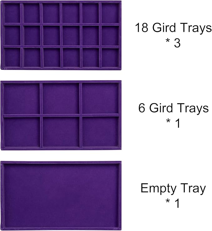 Frebeauty Acrylic Jewelry Organizer Earring Organizer Box with 5 Drawers Earring Holder Organizer with Velvet Trays Clear Jewelry Box for Women Earring Display for Rings Studs(Purple)