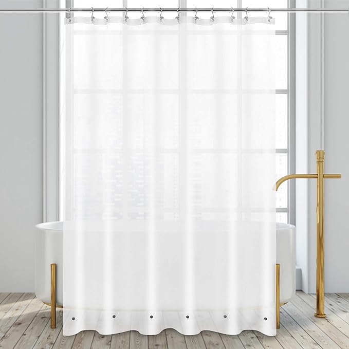 Barossa Design Frosted Shower Curtain Liner with 6 Magnets - Waterproof PEVA Shower Liner for Bath Tub, 72" x 72" Standard Size, PVC Free, Metal Grommets - Frost, 72x72 (Pack of 2)