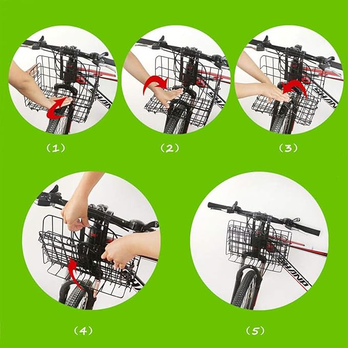 Folding Bike Front Basket Bicycle Wire Basket with Handles Easy Installation on Front Handlebar