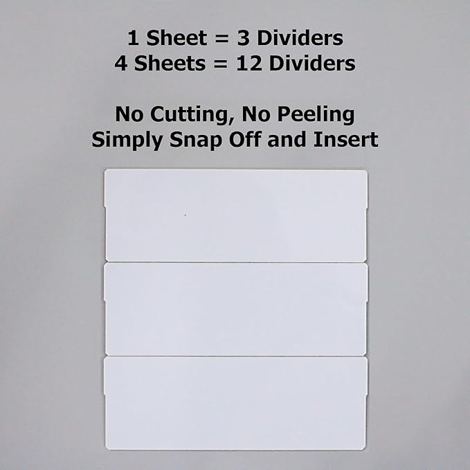 (12-Pack) Large Drawer Dividers compatible with Craft Cabinet and Hardware Storage Organizers, (Dividers Only)