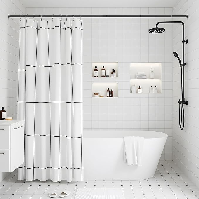 1pack Shower Curtain Rod 31-62 inch Tension Rod Black Shower rod Non Slip Adjustable Curtain Rods No Drilling Tension Curtain Rod Shower Rods for Windows Closet