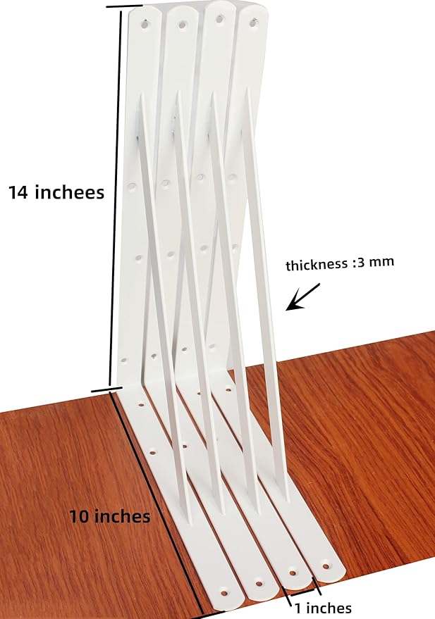 20 Pack L14 x H 10" White Heavy Duty Shelf Brackets with Screws Metal Shelf Brackets Shelf Support Angle Brackets for Shelves L Brackets Heavy Duty Floating Shelf