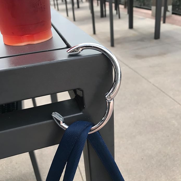 Clipa Bag Hanger - The Ring that Opens Into a Hook, Closes Automatically | Hangs Almost Anywhere in Just 1/2" of Space | Holds 33 lbs Yet Weighs Only 1.6 oz | 8 Styles | 3 yr Warranty