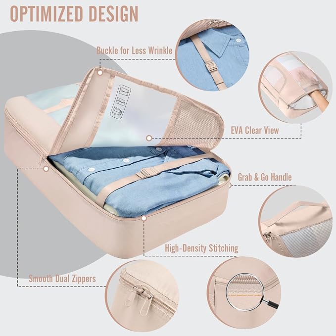 Veken 10 Set Packing Cubes for Travel, Beach Vacation Essentials Accessories for Cruise Ship, Suitcase Organizer Bags for Luggage with Shoes Bag & Shoe Bag, Birthday Gifts for Women Mom Her